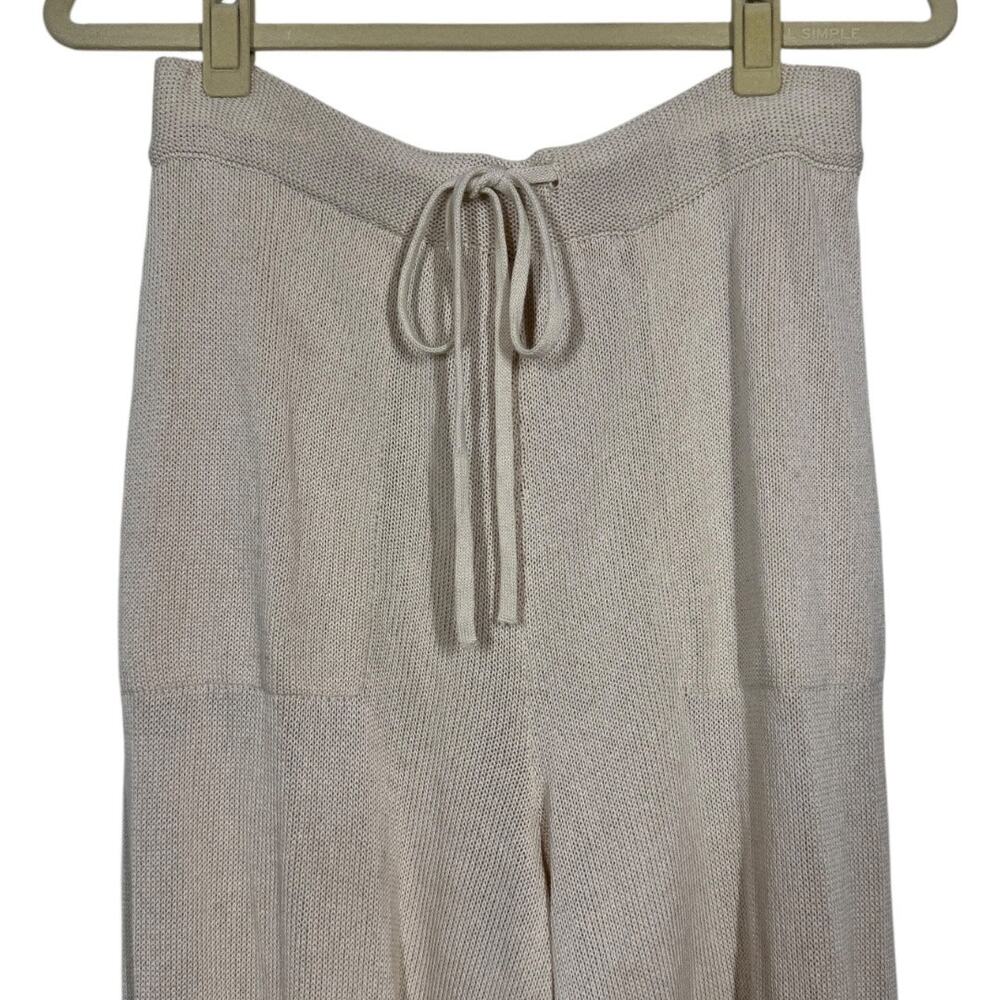 Free People FP Beach Tan Knit Joggers Medium Casual Lounge Pants Boho Loose - Picture 2 of 6